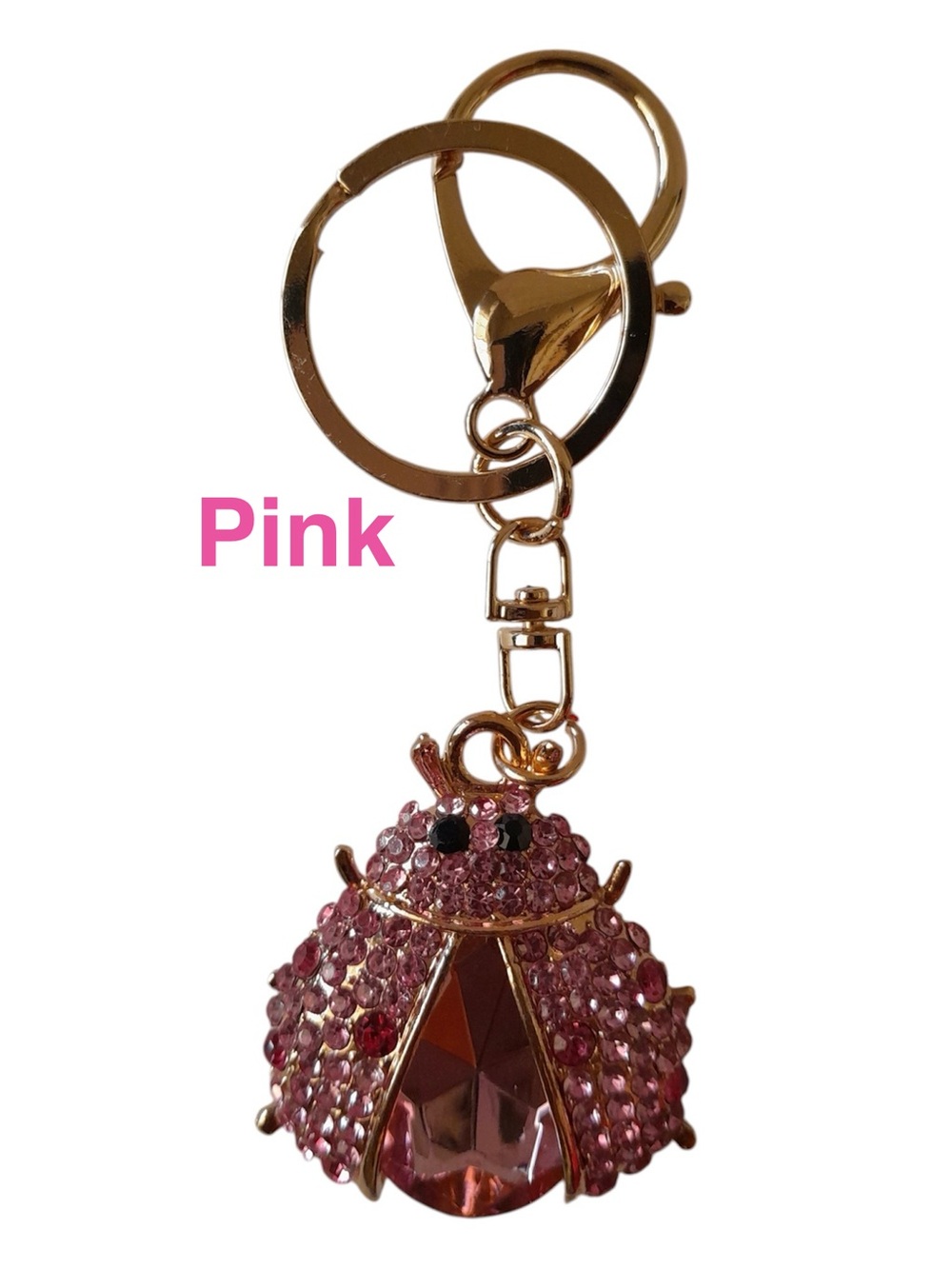 Ladybug Bag Charm Rhinestone Crystal Keychain 1PC - Picture 2 of 7
